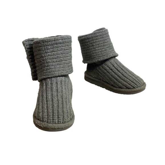 Ugg Youth Kids Girl Grey Wool Convertible Winter Boots Sz 1 - Picture 2 of 10